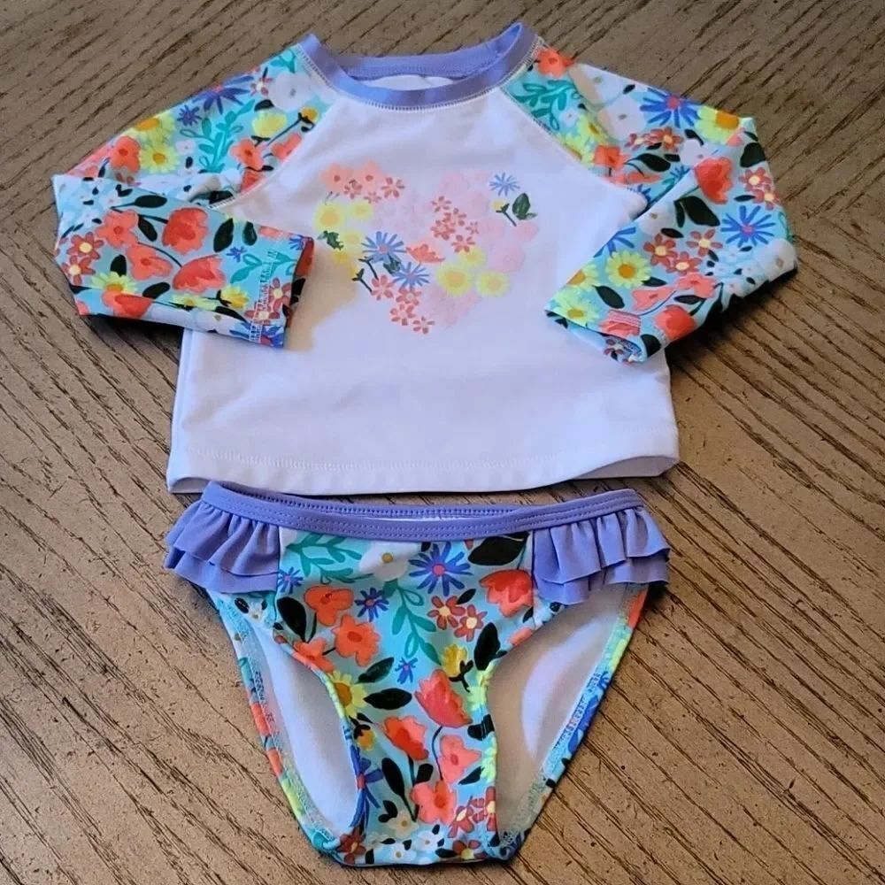 18 month girls floral bathing suit 2 piece Carters